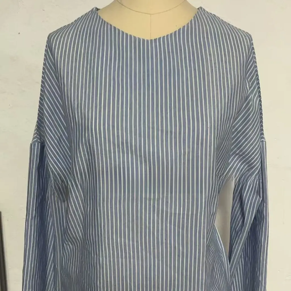 

Women's Loose Long-Sleeved round Neck Tops Spring Summer Fashion Casual Striped Shirts European American Style