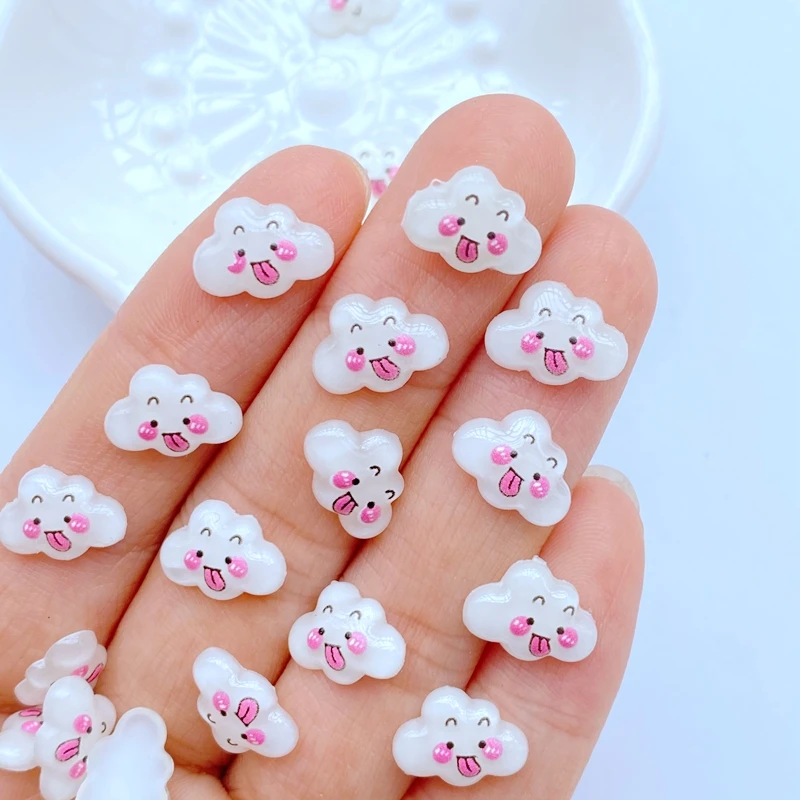 50pcs New Cute Resin 8*12mm Mini Cloud Flat Back Figurines DIY Wedding Scrapbook Manicure Accessories