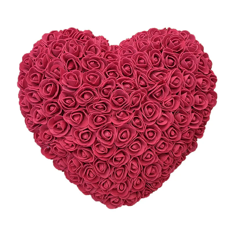 18cm Rose Flower Heart Valentine\'s Day Gift for Girlfriends Completed Red PE Flower Heart Mold Wedding/Birthday Gift