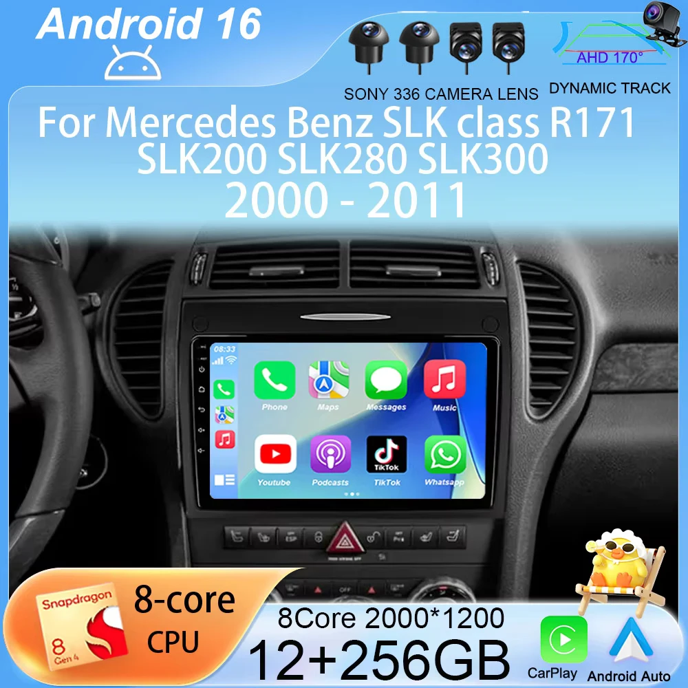 Car Radio Android 16 For Mercedes Benz SLK Class R171 SLK200 SLK280 SLK300 2000-2011 GPS Navigation Multimedia Player Stereo DSP