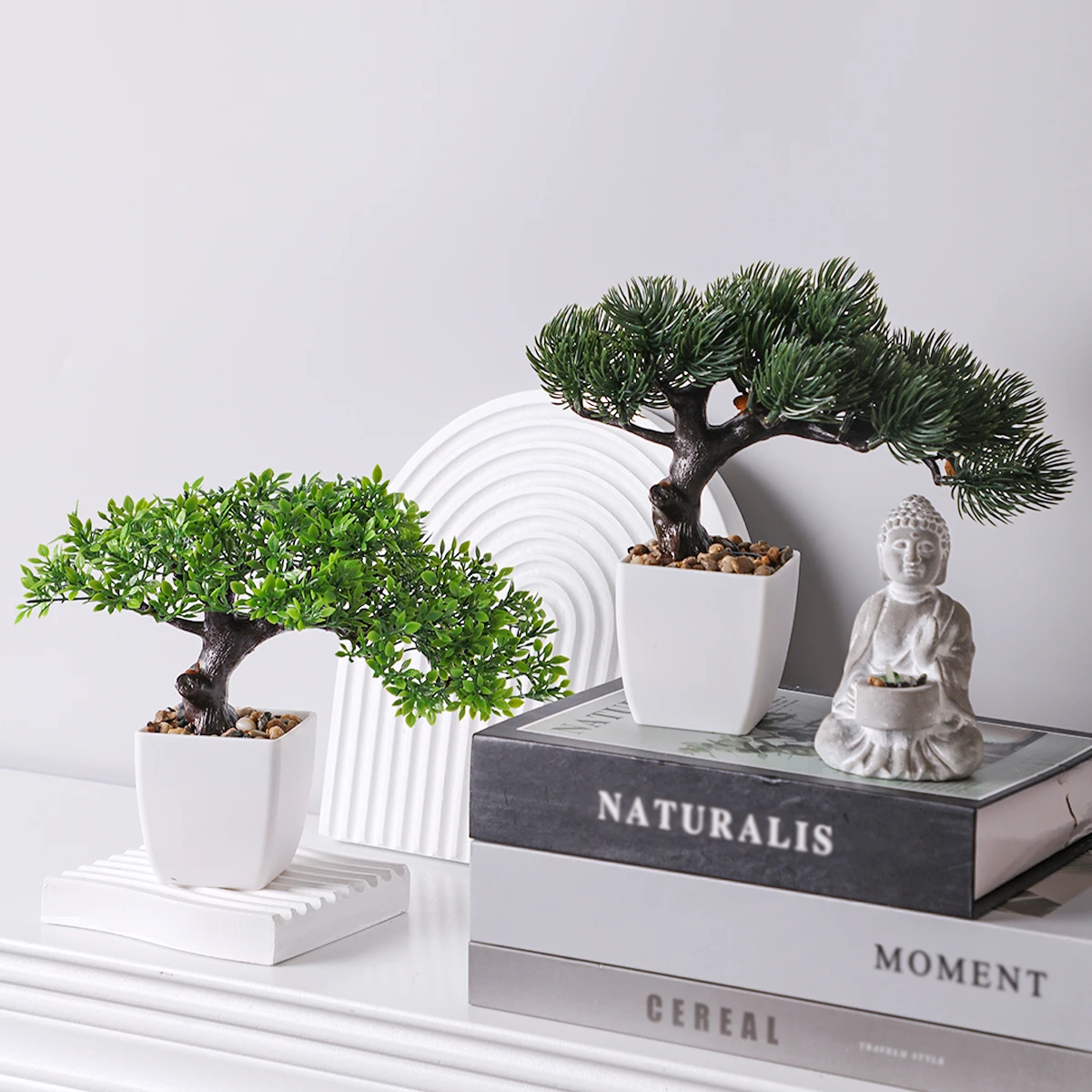 XIYA شجرة إبرة صنوبر صناعية ، زخارف شجرة بونساي صغيرة ، مادة PP & PE ، بونساي زن ، ديكور حديقة #5