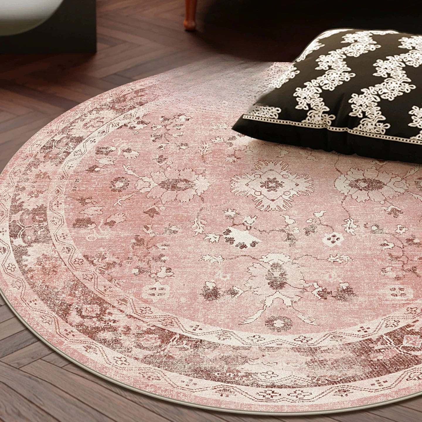 French retro pink vine round imported wool American cloakroom living room bedroom bedside carpet retro