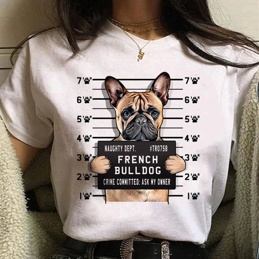 French Sunglasses Bulldog T-Shirt Loose Women's Cotton Graphic T-Shirt Girls JapaneseCotton Plus Size Clothing Women's Tops