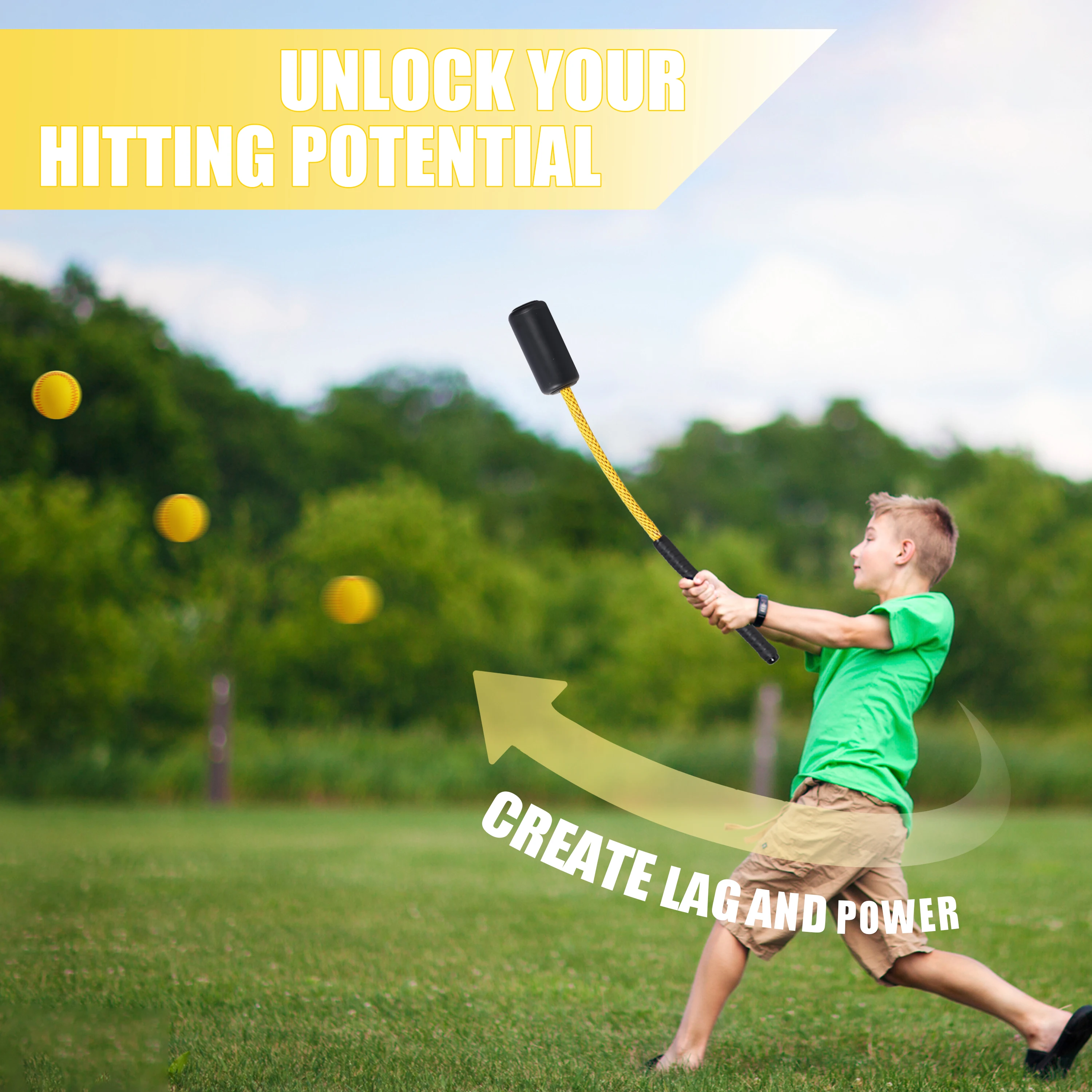 Baseball-Schwungtrainer-Stab für Lag-Power-Übungen, Korrektur der Schwungbahn, Softball-Schlagtraining mit 6 Bällen für alle Altersgruppen – Detail 4