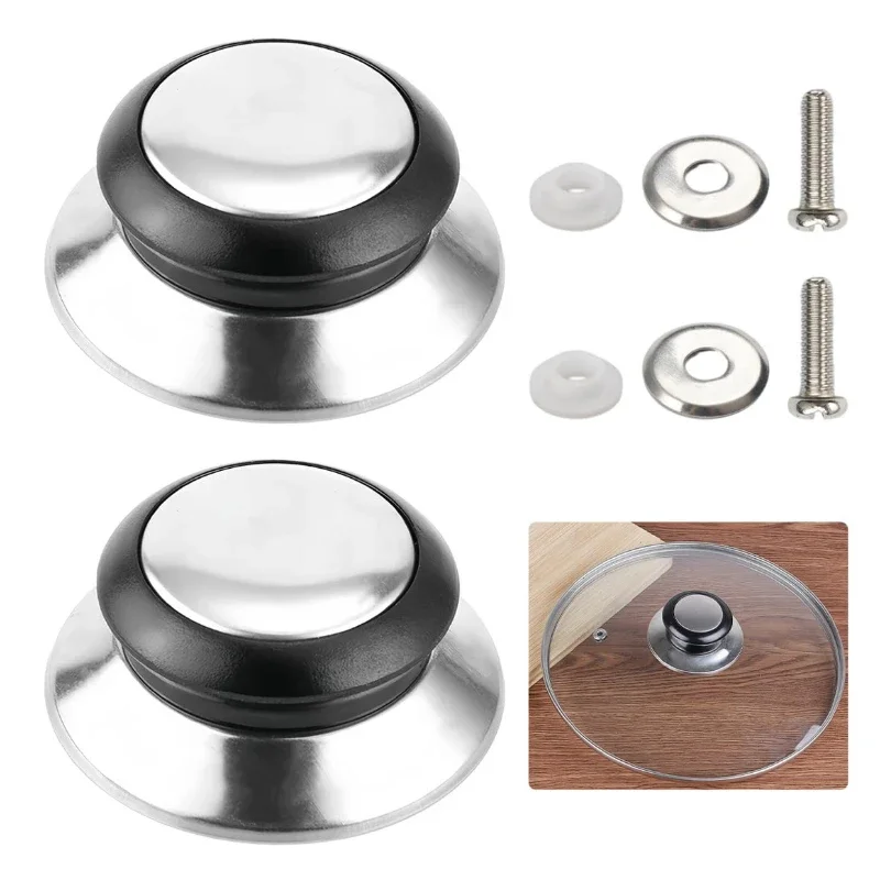 2pcs Replacement Knob Handle For Glass Lid Knob Handle Stainless Steel Pot Pan Cover Cookware Handle Accessories Kitchen Tools