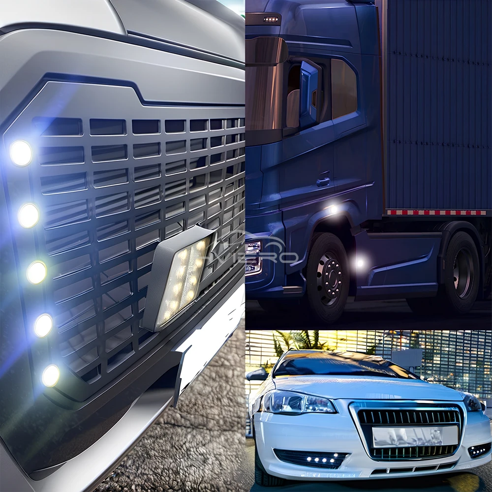 2/4/10/20PCS 23mm Car Lamps Motor Parking Turn Signal Light Brakes Trunk Eagle Eye Daytime Running Backup Waterproof Multicolor