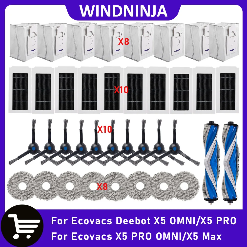 Parts Replacement For ECOVACS DEEBOOT X5 OMNI X5 PRO OMNI Robot Vacuum Cleaner Accessories Hepa Filter Mop Cloth Main Side Brush