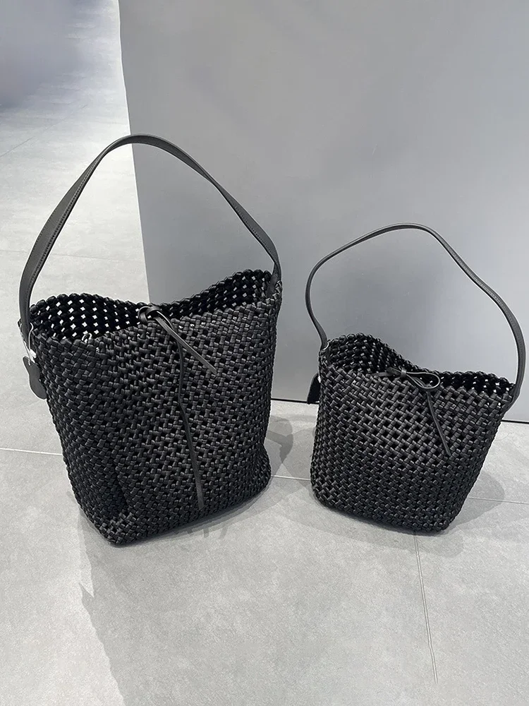 Hollow woven bag bucket women's casual lazy wind underarm shoulder women's large-capacity tote bag