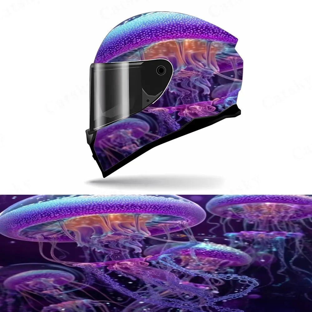 

Colored jellyfish PVC material self-adhesive waterproof motorcycle helmet sticker, paste firmly and do not fall, waterproof and