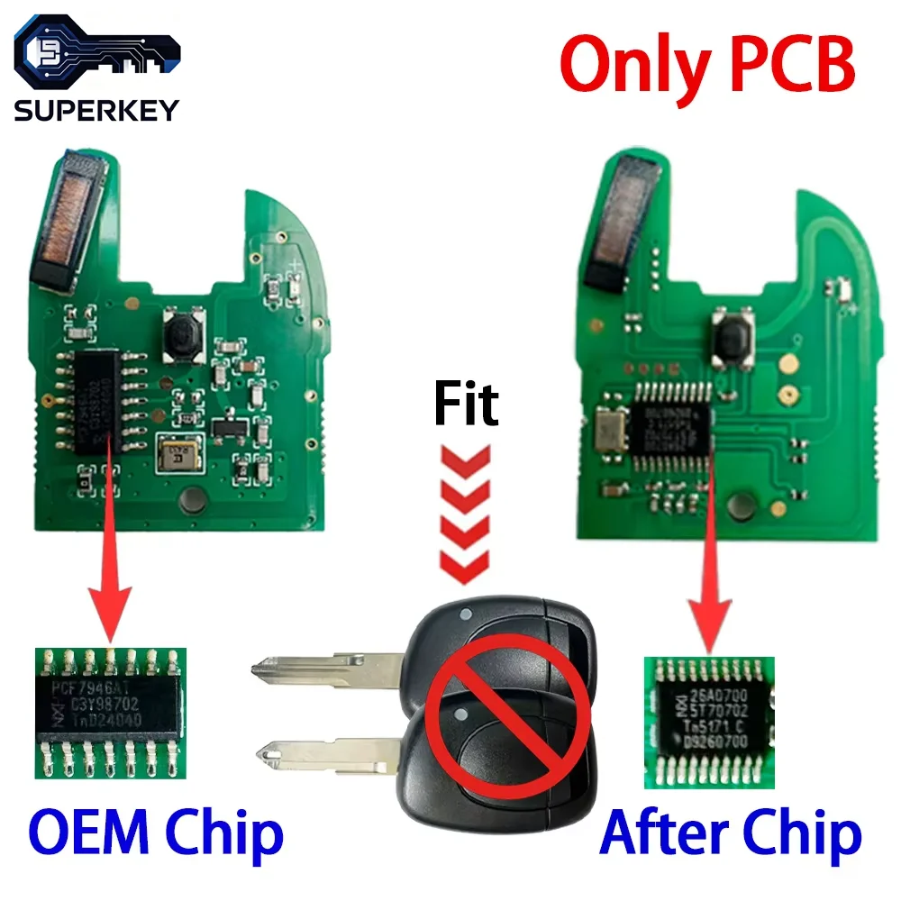 SUPERKEY Original Remote Car Key PCB 433MHz ID46 PCF7946AT For Renault Clio II Master Twingo Kangoo Trafic Modus Vivaro