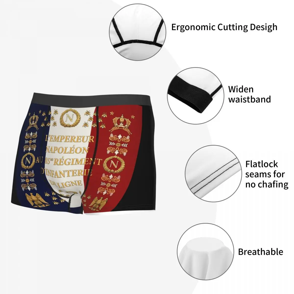 Custom Napoleonic French 85th Regimental Flag Underwear Men Stretch France Boxer Briefs Shorts Panties Soft Underpants For Male