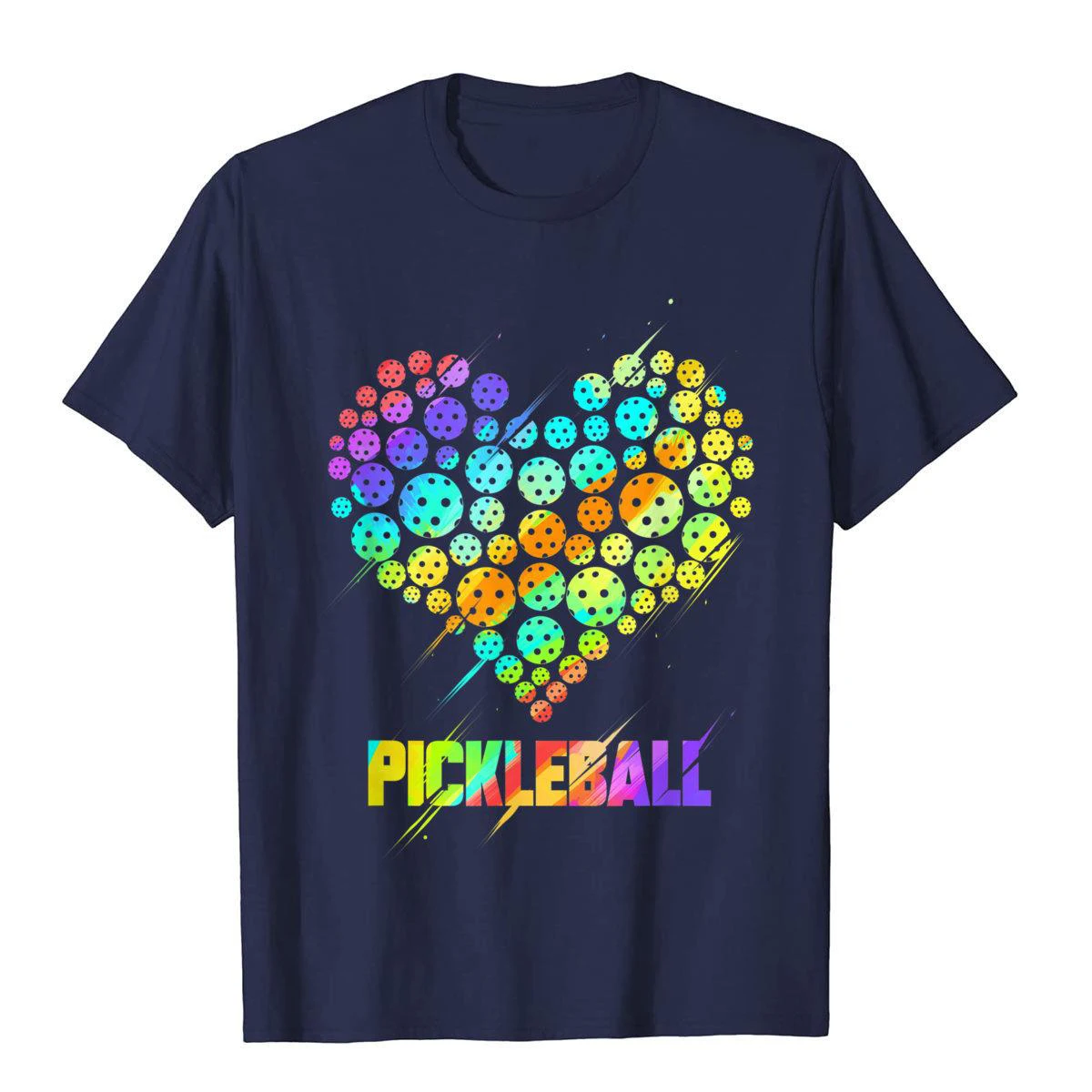 Pickleball Heart Funny Colorful Paddle Sports Player Gift T-Shirt Cartoon Men Top T-Shirts Designer Cotton Tops  Tees Geek