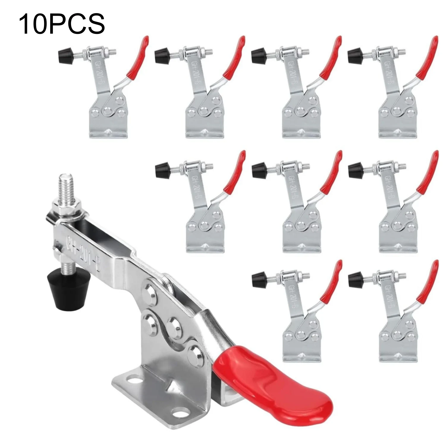 10 Pack Toggle Clamps 220Lbs Holding Capacity Quick Release with Rubber Pressure Tip for Woodworking Jigs Fixtures Welding