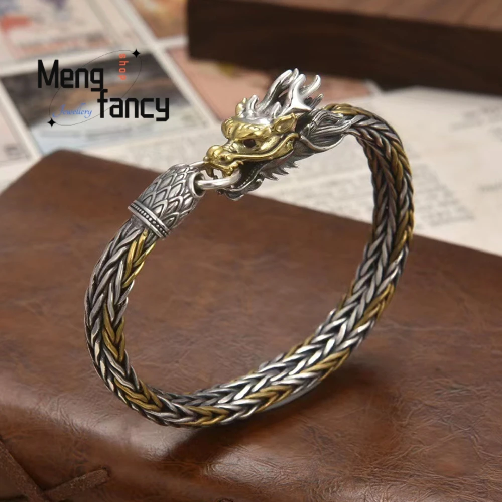 Alloy Woven Bracelet With A Majestic 3D Dragon Head Bracelet Trendy Luxury Exquisite High-End Popular Lucky Personality Gift
