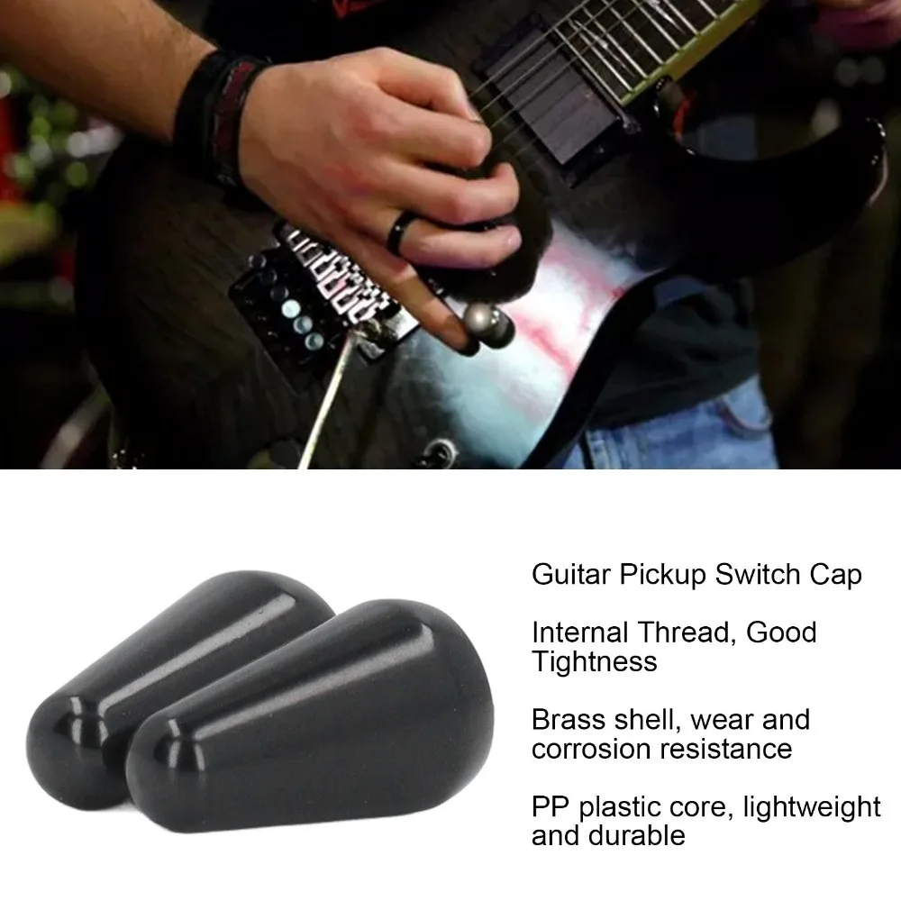 2pcs 3 Way/5 Way Switch Guitar Pickup Switch Caps​ ​Silver/​Gold/Black PP Plastic Core ​Pickup Selector Switch Knobs​