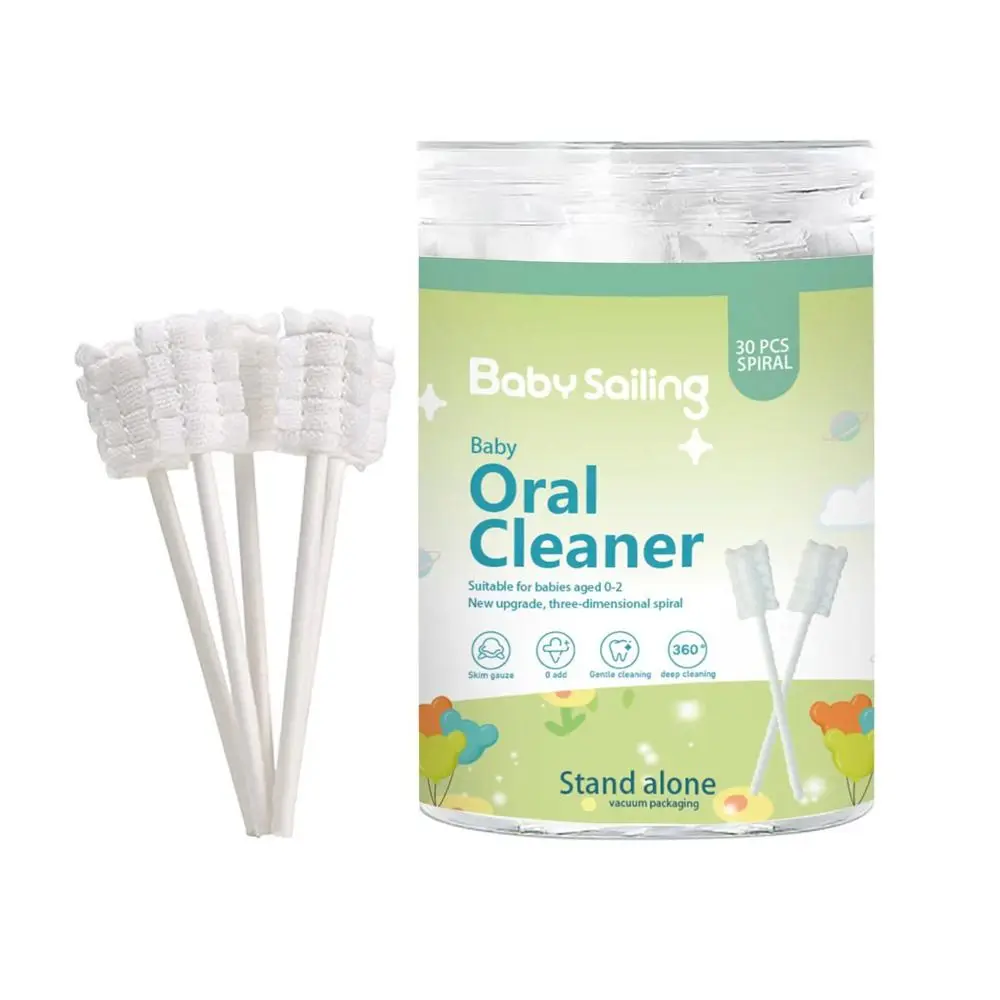 

30pcs New Disposable Baby Oral Cleaner Newborn Coating Gauze Cotton Swab Oral Care Tool Baby Supplies Tongue Cleaning Brush