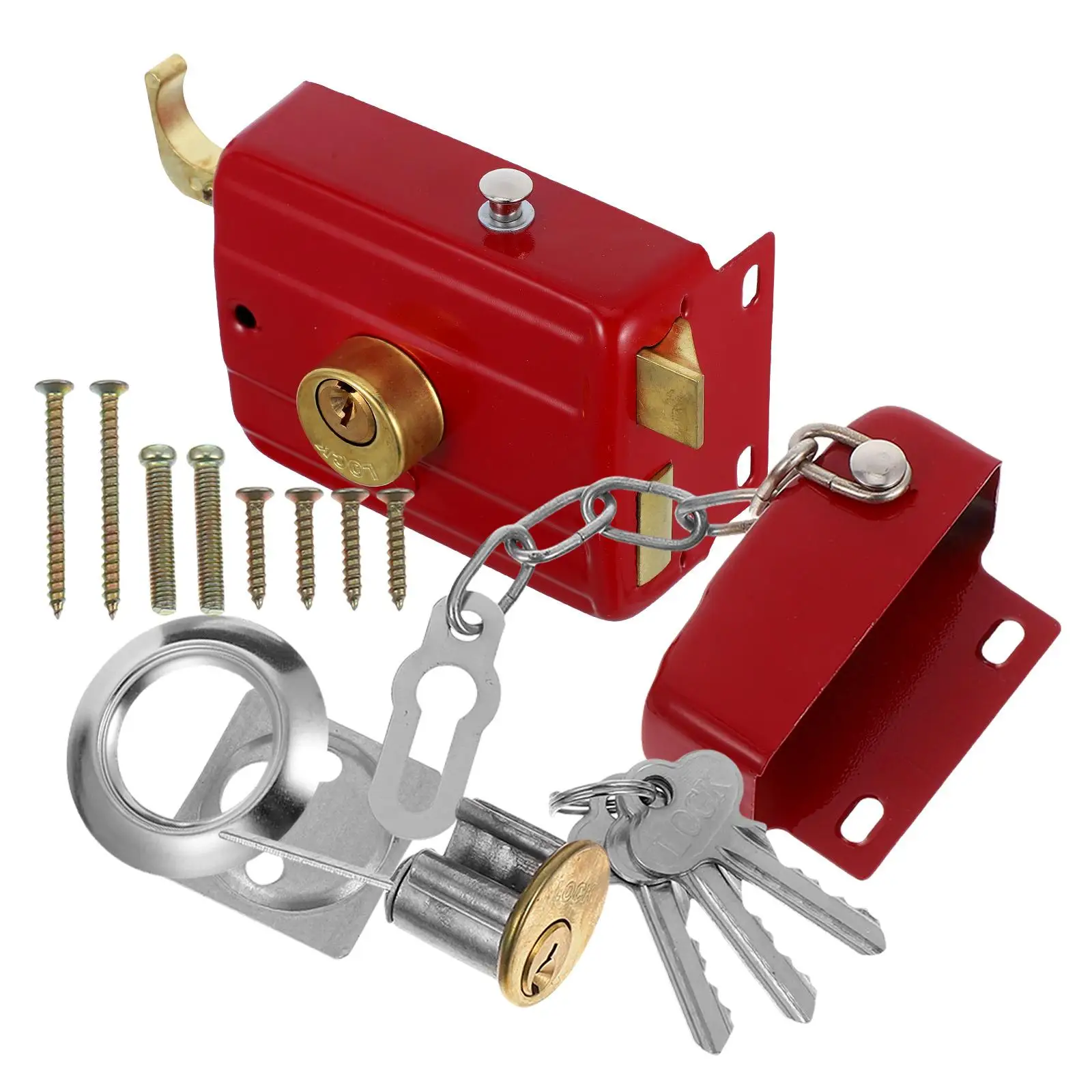 

Wooden Door Lock Rim Deadbolt Bolt Latch Keyed Hotel Security Interior Doors Anti Theft Hardware Flush Slide Night Vertical