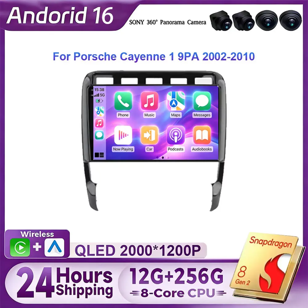 Android 16 Car Radio For Porsche Cayenne I 1 9PA 2002 2003 2004 2005 -2010 Navigation GPS Multimedia Video Player Stereo WIFI+4G