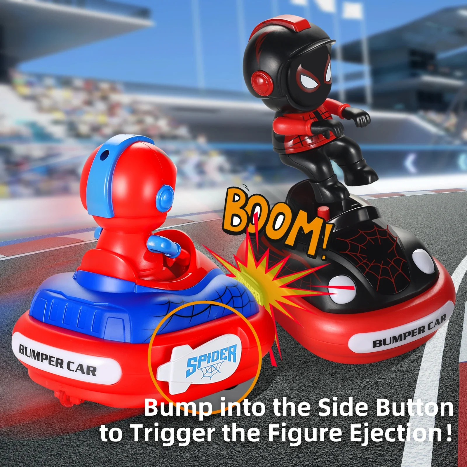 

2025 New Comic Movie Character Design (Red Black Spider) Remote Control Car Bumper Car Rechargeable Boys Birthday Holiday Gift