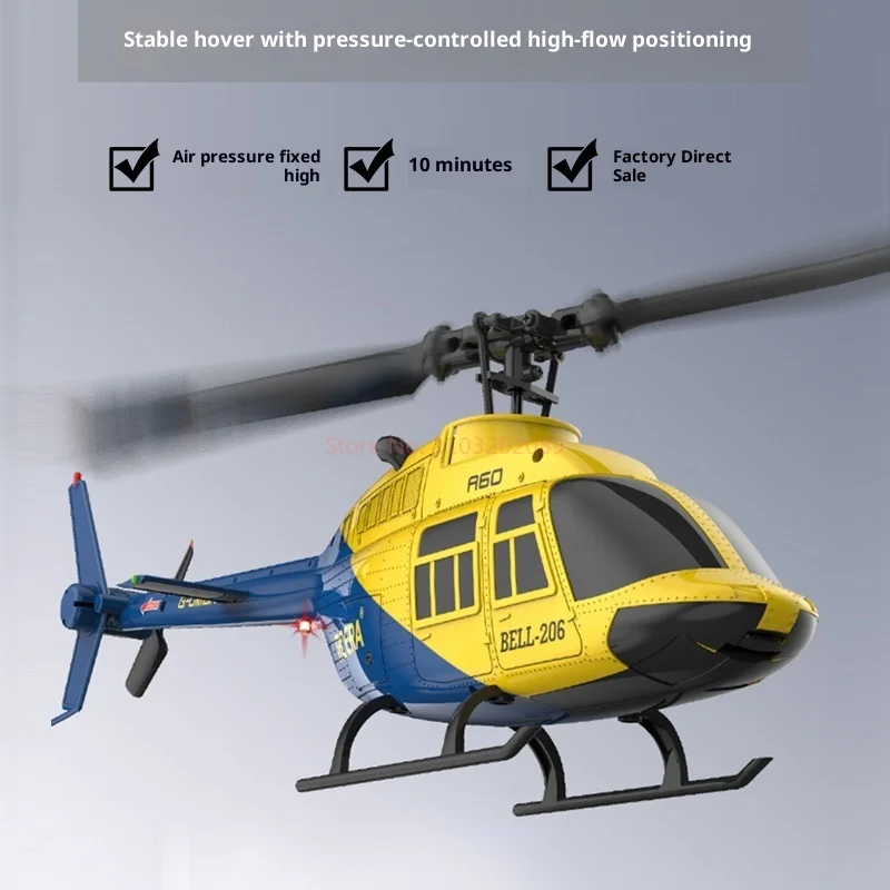 Helikopter zdalnie sterowany A60mini Bell 206, utrzymujący stałą wysokość, czterokierunkowa symulacja walki przypominająca prawdziwy samolot, zabawka dla dzieci.