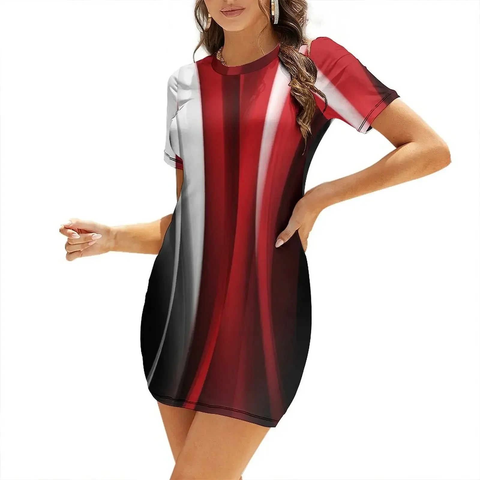 

Red And White Short-Sleeved Dress elegant dresses for women Dress vintage dress for women 2026 woman