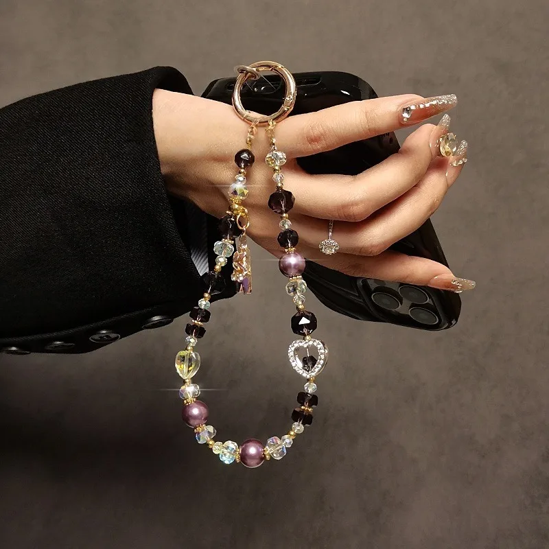 

Crystal Mobile Phone Chain Fashionable High-Looking Creative Shoe Pendant Beaded Short Lanyard Portable Fashion Accessory