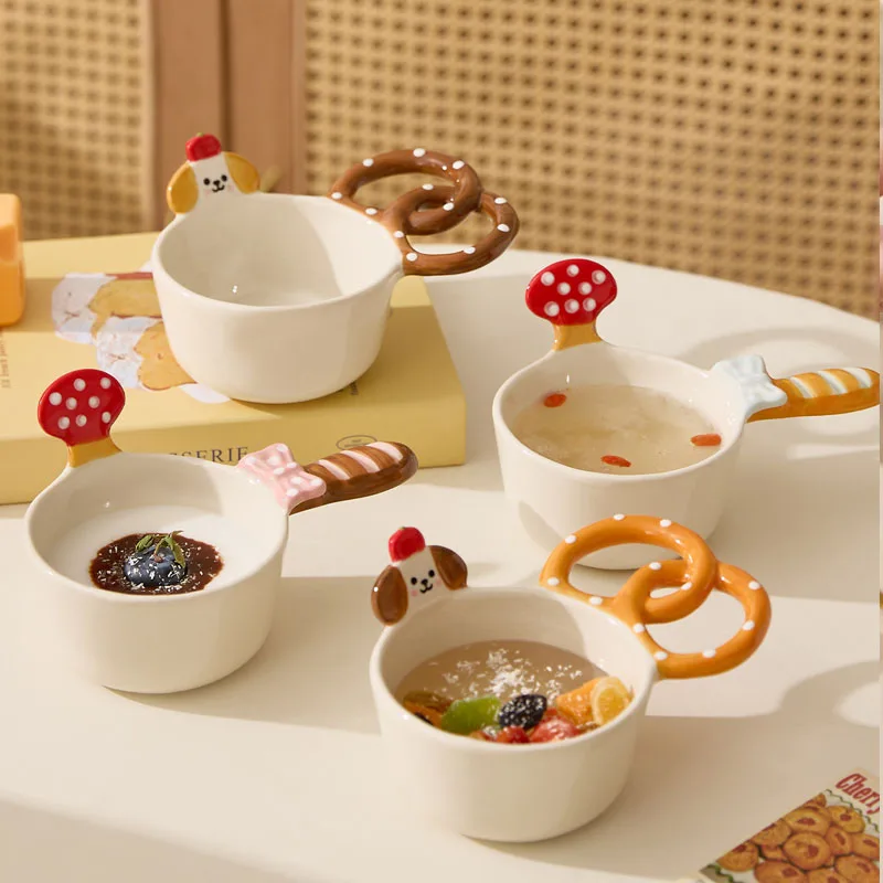 Ceramic Breakfast Oat Bowl Dining Table Kitchen Hotel Dessert Bowl Dim Sum Plate Sauce Dish Crafts Home Decoration Accessories