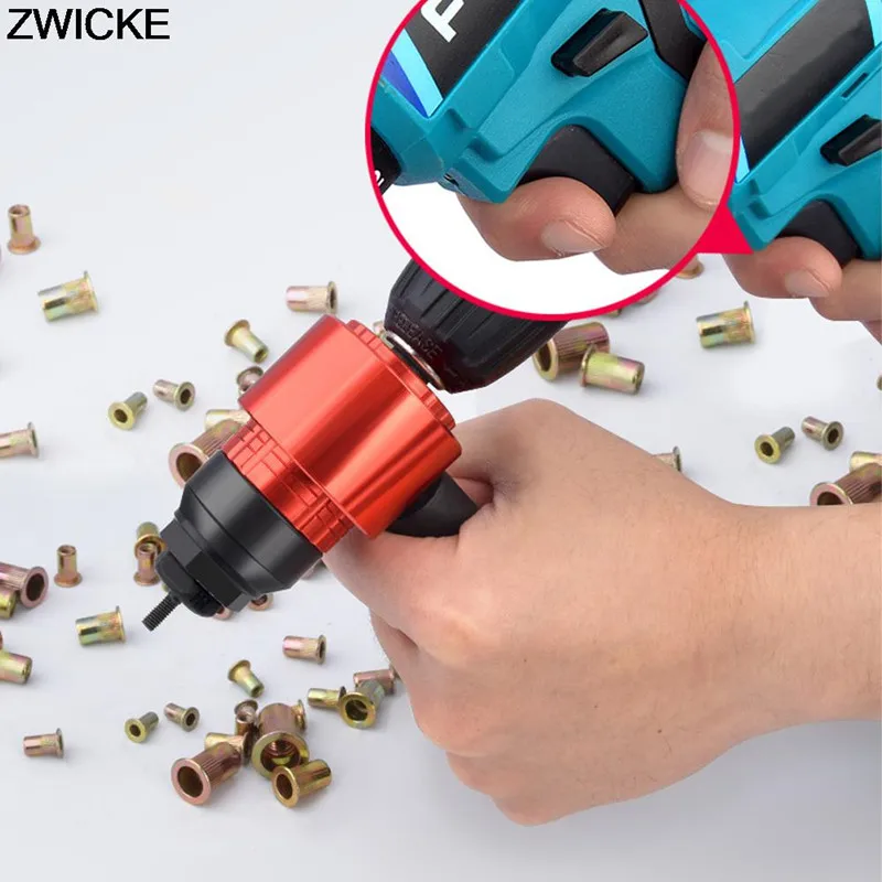 Rivet Nut Gun Riveting M3~M8 Cordless Rivet Drill Electric Adapter Insert Nut Tool, Can Be Used In Manual And Electric Mode