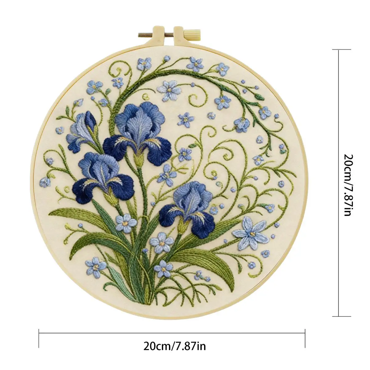 1 Stück 20X20CM/15X15CM 7,87/6,3 Zoll Blumen-Stickerei-Starter-Kit DIY-Kit DIY-Stickerei-Set Handarbeiten Heimdekoration Nähkunst – Detail 5