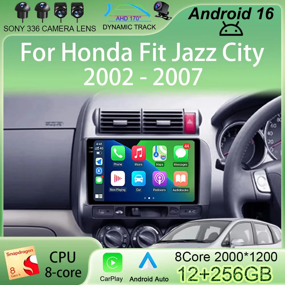 

Автомагнитола Android 16 с GPS-навигацией, QLED-экраном и Bluetooth для Honda Fit Jazz City 2002-2007 годов выпуска