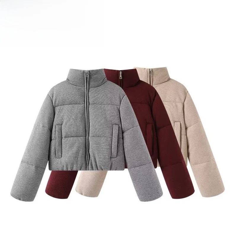 

ZAB Autumn New Women's Street Sle Long Sve Cotton Jaet Stand Collar Warmth Knitted Fabric Faion Design 638228