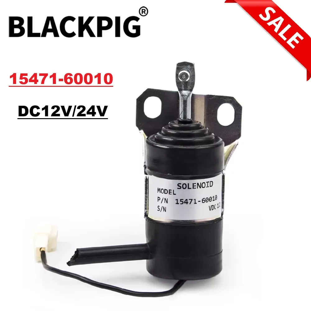 New 15471-60010 Diesel Engine Fuel Shutoff Solenoid Valve DC12V 24V Stop Solenoid Valve for Generator Part Kubota 052600-100