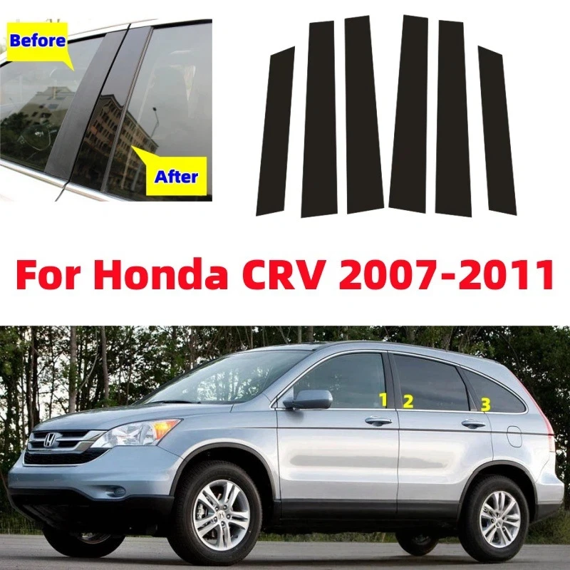 Para Honda CR-V 2007-2024 2018 2019 2020 2021 6 uds cubiertas embellecedoras de ventana película central columna B C Pilar postes pegatina accesorios de coche
