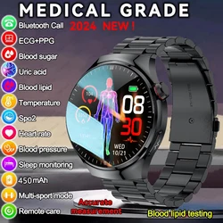 Para Huawei GT4 PRO ECG + PPG reloj inteligente hombres AMOLED pantalla HD ácido úrico Monitor de grasa corporal reloj inteligente resistente al agua 2024 nuevo WATCH4Pro