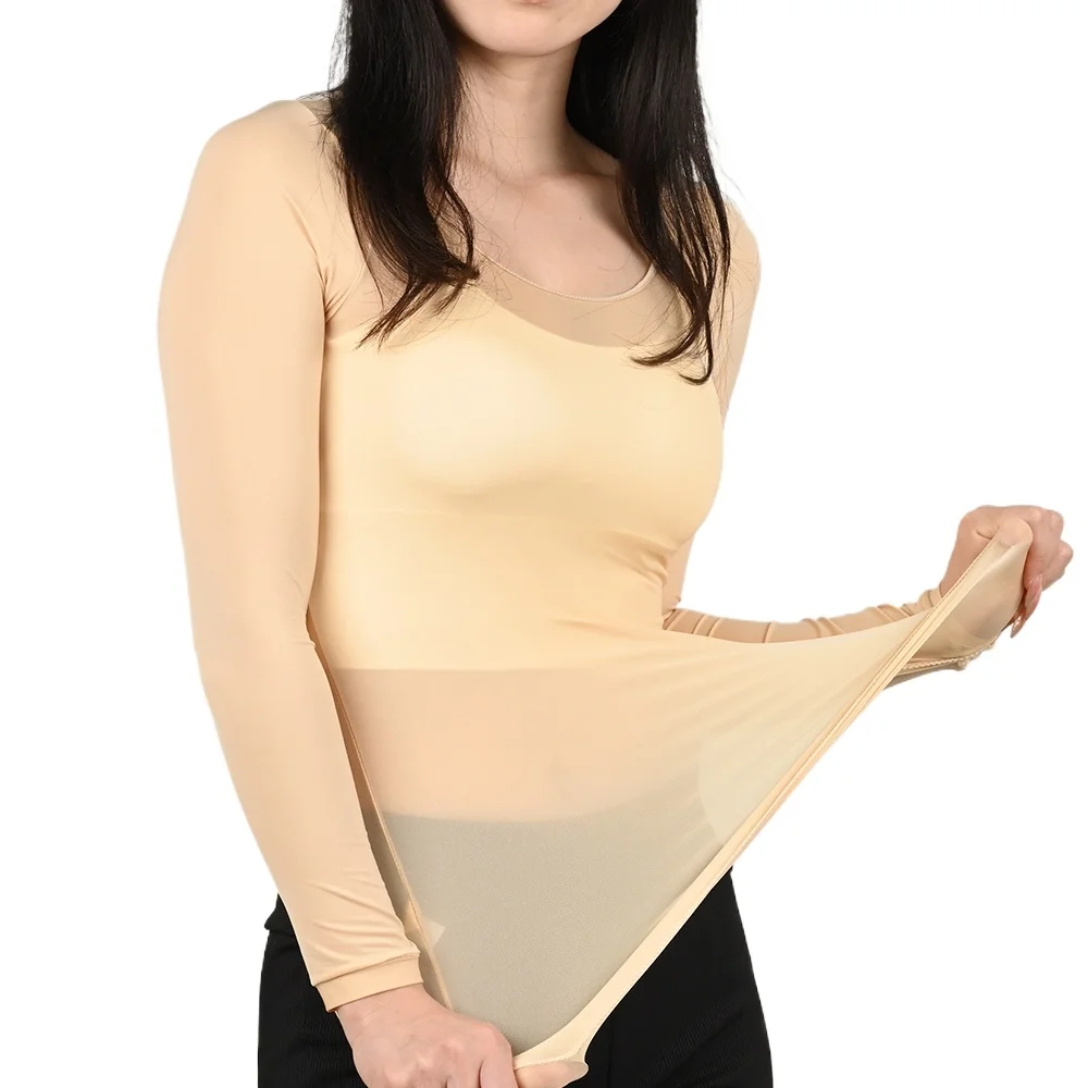 Women's Thermal Underwear Bottoming Shirt  Autumn Winter Ladies Thin Thermal Skin Top Pullover Elastic Long-sleeved T-shirt L-XL image 5