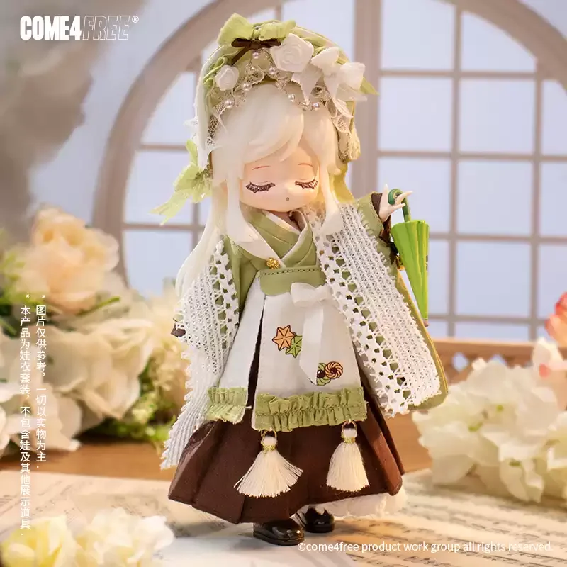 COME4FREE 말차 드레스 의상 세트 1/12 BJD 인형 디저트 시리즈 OB11 인형 의류 액세서리 취미용
