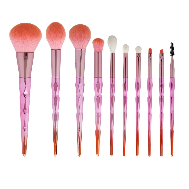 10Pcs High Quality  Makeup Brushes Powder Blush Blender Crease Highlight Big/Small Eye-shadow Concealer Eyelash Eyebrow Brush