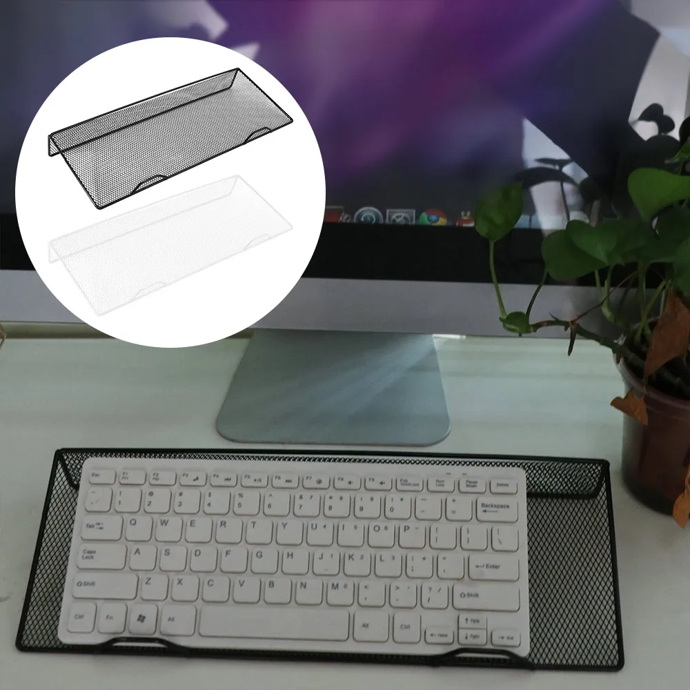 Tilt Lift Computer Keyboard Stand Wire Mesh Ergonomic Typing Keyboard Riser Holder Non-slip Breathable Keyboard Tray
