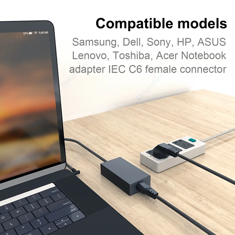 Laptop Extension Cable C5 EU Power Cable Cord EU Power Supply Cable For HP Sony ASUS Lenovo Samsung Notebook Power Adapter