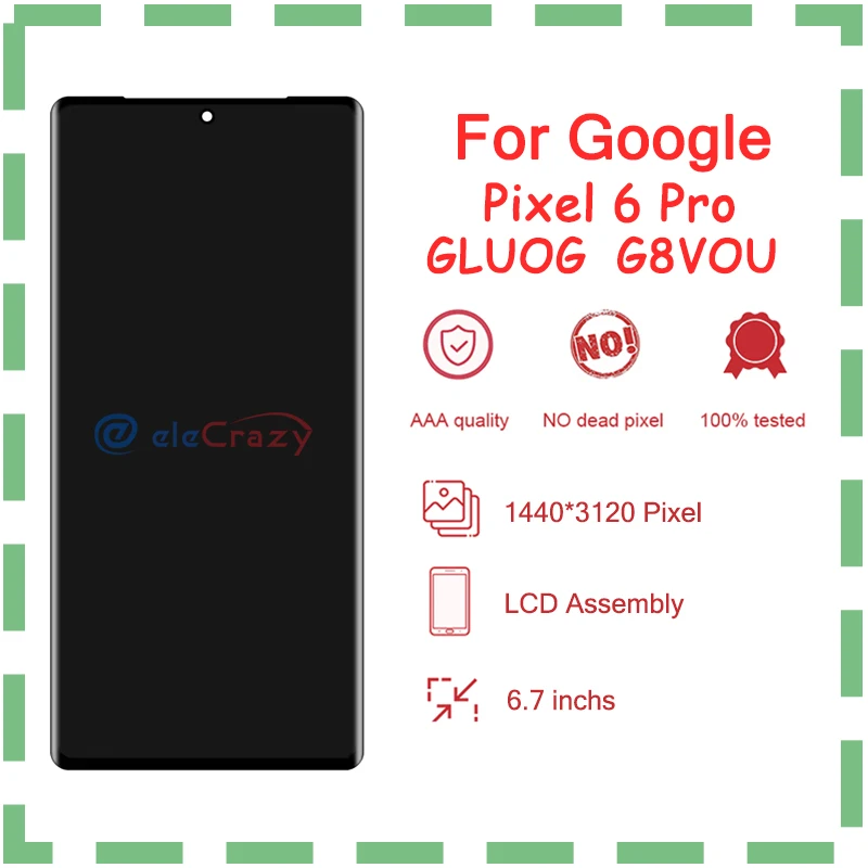 OLED Screen For Google Pixel 6 Pro lcd GLUOG, G8VOU Lcd Display Digital Touch Screen with Frame for Google Pixel6 Pro Screen