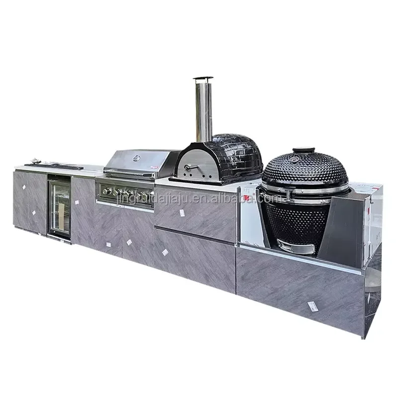 Modular Outdoor Stainless Steel BBQ Kitchen with Pizza Oven and Sink