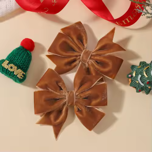 2pcs/set Handmade Velvet Bow Hair Clips for Baby Girls Vintage Christmas Red Green Bowknot Hairpins Barrette Hair Accessories - Image 17