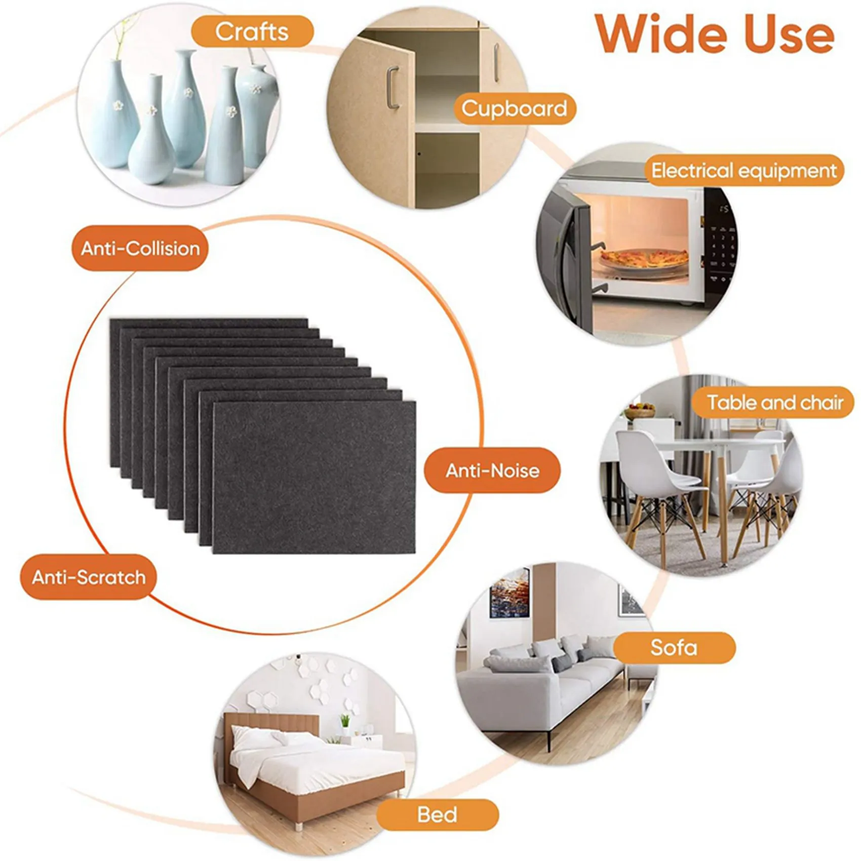 A19F-18 stuks 8 inch x 6 inch x 1/5 inch meubelviltjes zelfklevend, snijdbare vilten stoelkussens, anti-kras vloer