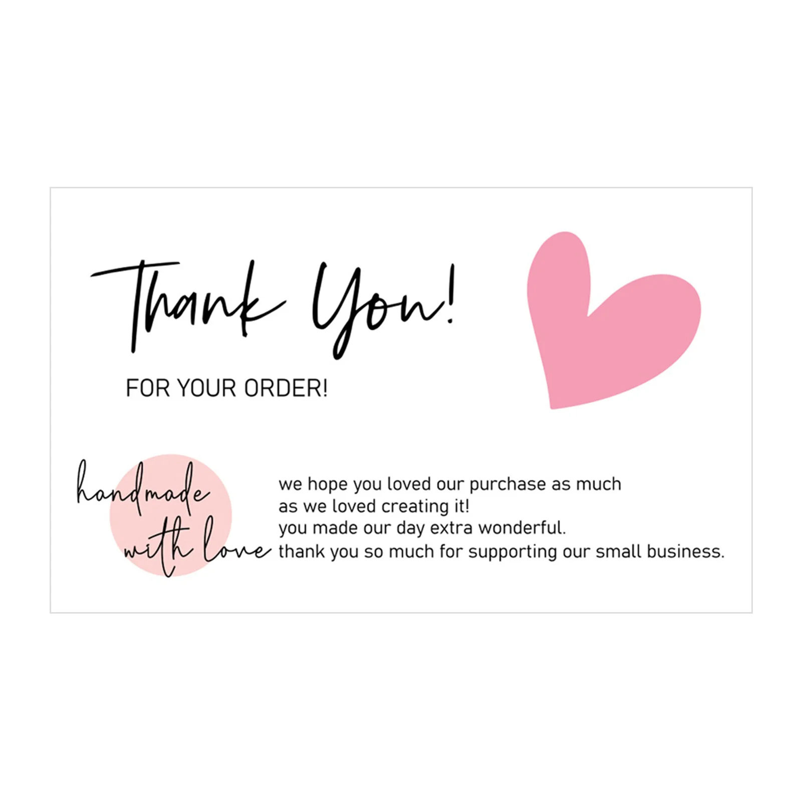 30 Buah/Pak Kartu Ucapan Terima Kasih Merah Muda untuk Mendukung Dekorasi Paket Bisnis Kartu Buatan Tangan dengan Cinta untuk Penjual Diterapkan