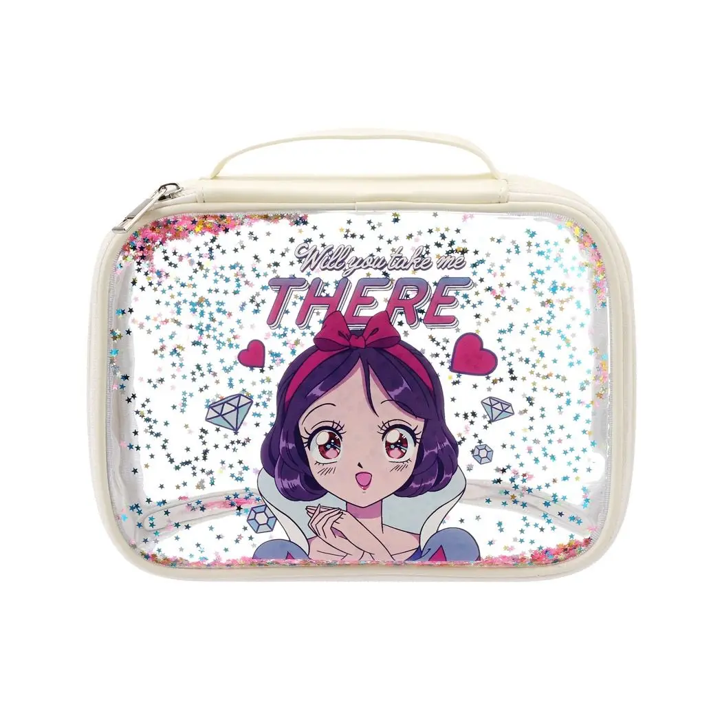 MINISO Disney Fantasy Princess Series Quicksand Hand Makeup Bag Snow White Toiletry Bag Girl Princess Gift