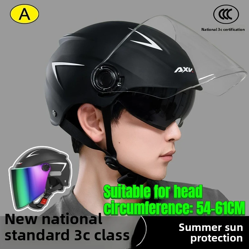 

Motorcycle Half Helmet Men's and Women's Double Lenses Half Helmet Covered Locomotive 3/4 helmet in Summer