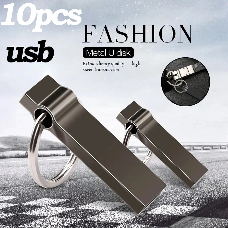 10PCS/lot USB Flash Drive 64G Metal Drives 32gb 128GB Memory Memori Cel Usb Stick 4G Pendrive U Disk Free Logo Pen Drive 3.0/2.0