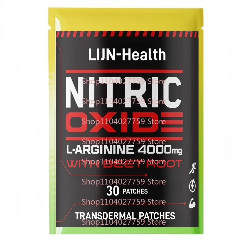 30 remendos de reforço de óxido nítrico, remendos transdermicos com l-arginina, raiz de beterraba suporta crescimento muscular, força, resistência