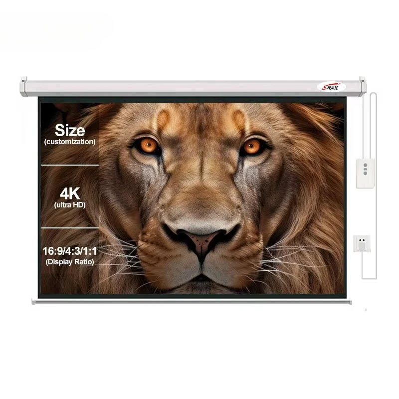 

120-Inch movie electronic projector screen with remote control motorized projection screen
