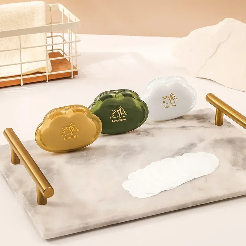 Cute Cloud Soap Paper Box Travel Shape Portable Flakes Quick Soluble Washing Hand Mini Paper Soap Scented Sheet Bath Hotel